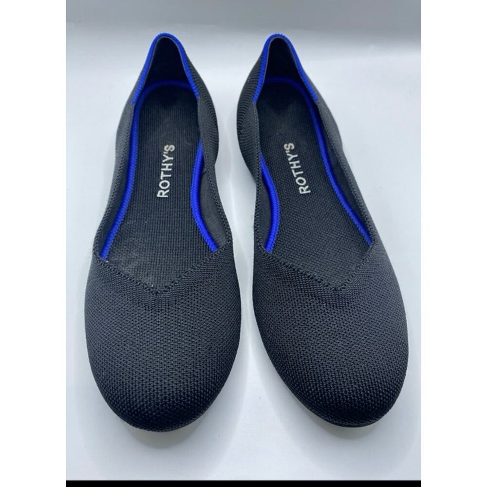 Rothy’s Womens Size 8.5 Black Round Toe Ballet Flats Shoes EUC